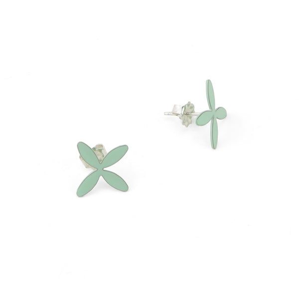 Petal Small Stud Earrings in Green by Sorrel Van Allen