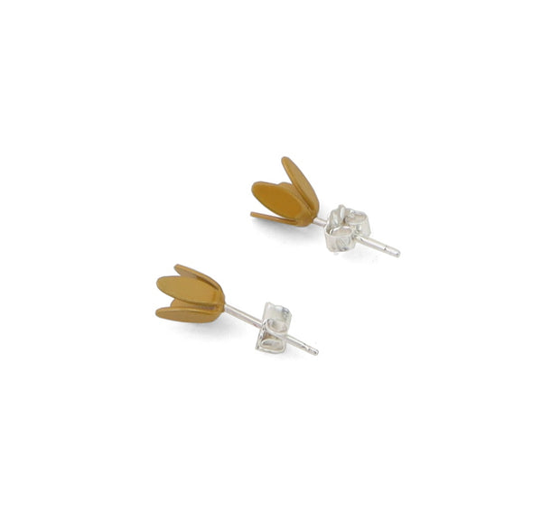 Tulip Small Stud Earrings in Ochre by Sorrel Van Allen