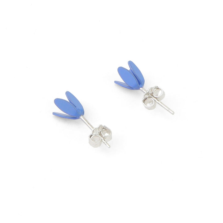 Tulip Small Stud Earrings in Blue by Sorrel Van Allen