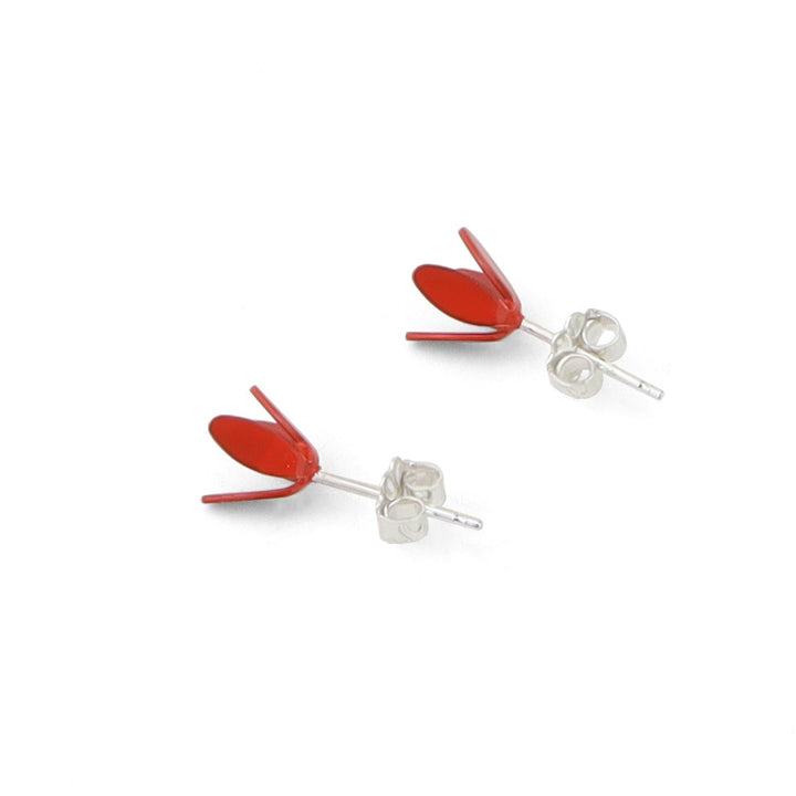 Tulip Small Stud Earrings in Red by Sorrel Van Allen