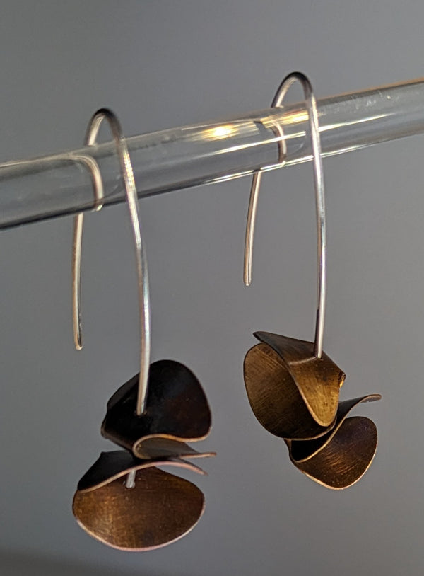 Bronze-Coloured Double Bloom Earrings by Carolyn Young