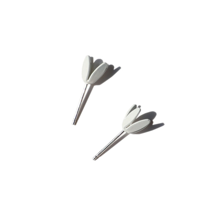 Tulip Small Stud Earrings in White by Sorrel Van Allen