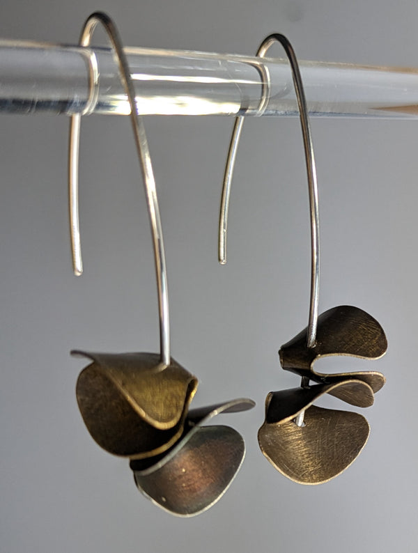 Olive-Coloured Double Bloom Earrings by Carolyn Young