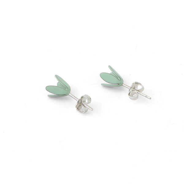 Tulip Small Stud Earrings in Green by Sorrel Van Allen