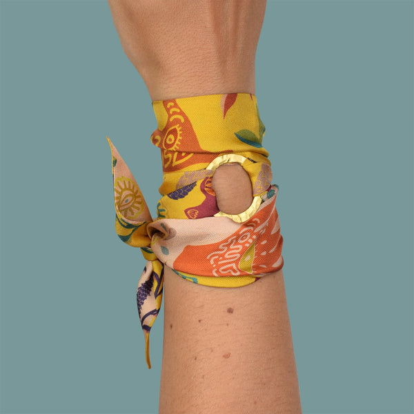 Yellow and Peach Guardian Silk Twilly Ring Set by Dora Nola