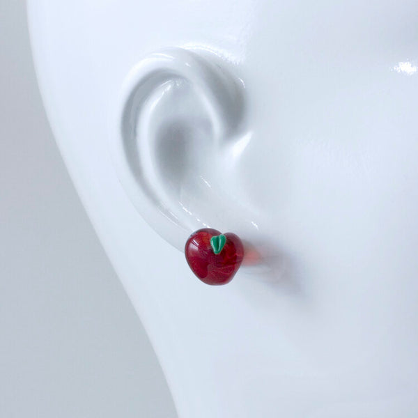 Glass Apple Stud Earrings by Emma Gerard