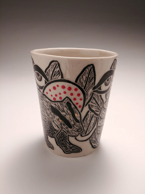 Badger Sgraffito Cup by Janet MacPherson