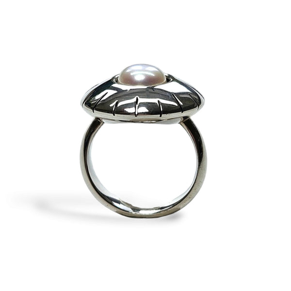 UFO Ring with Pearl by Nancy Rousseau