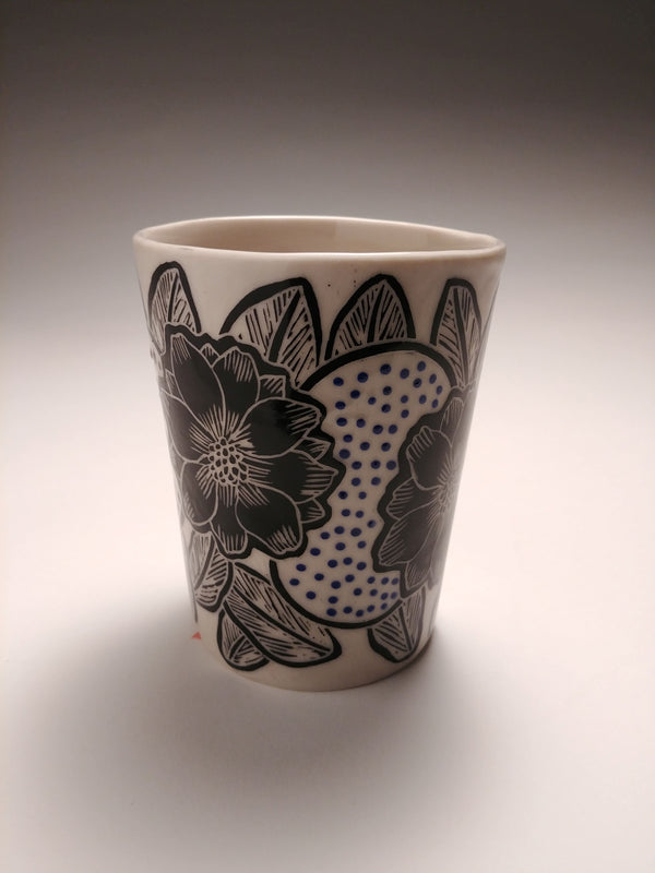 Blue Dot Sgraffito Cup by Janet MacPherson