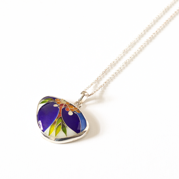 Blue and Gold Cloisonne Enamel Pendant by Gayane Avetisyan