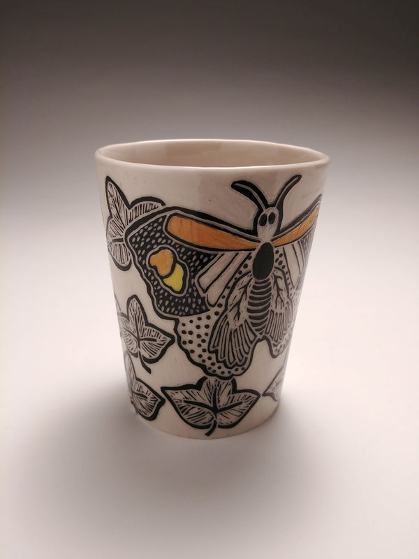 Butterfly Sgraffito Cup by Janet MacPherson