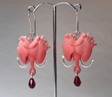 Bleeding Heart Earrings in Pink by Elinor Nelson-Hachey