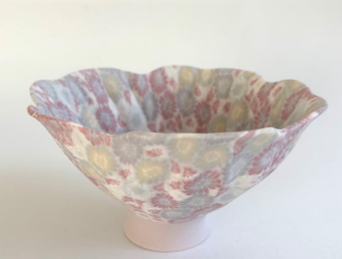 Deep Multiflower Pedestal Bowl by Eiko Maeda