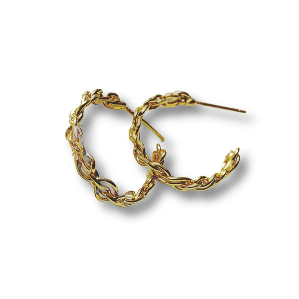 Gold Twist Hoop Earrings by Tomoe Akiba