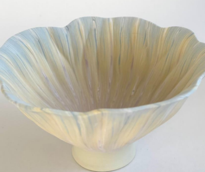 Deep Curving Nerikomi  Vessel by Eiko Maeda