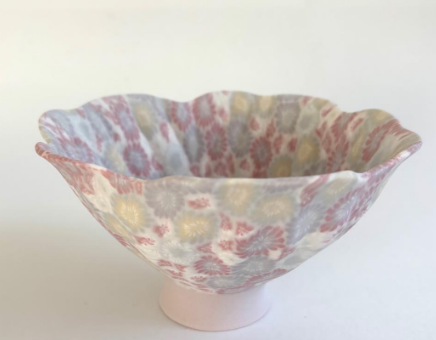 Medium-Small Deep Flower Nerikomi Vessel by Eiko Maeda