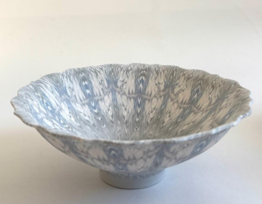 Wide Blue and White Bowl by Eiko Maeda