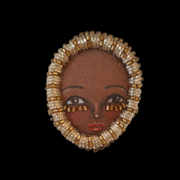 Embroidered Brooch with Beaded Border by Charlotte Sigurdson