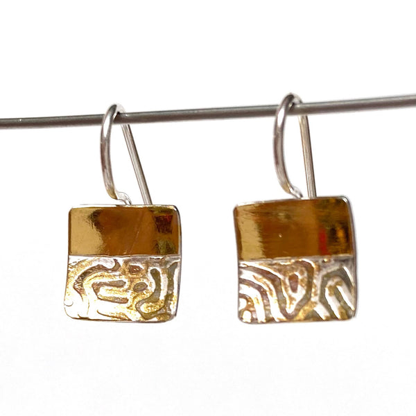 Small Etched Keumboo Short Drop Earrings by Karine Rodrigue