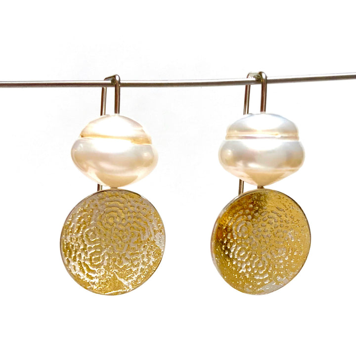 Pearl and Keumboo Drop Earrings by Karine Rodrigue