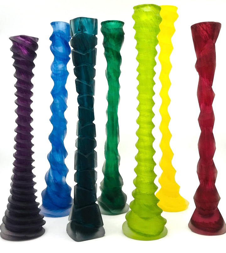 Blown and Carved Glass Candlesticks by Brad Copping