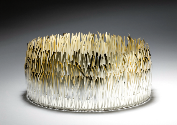 Innate beauty 2023-5, Gold and silver-plated steel sculpture by Kye-Yeon Son