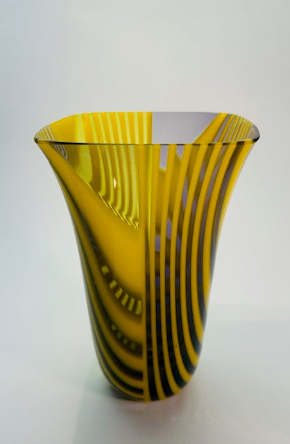 Split Stripe and Sweep Pattern Tall Vase by James Lavoie