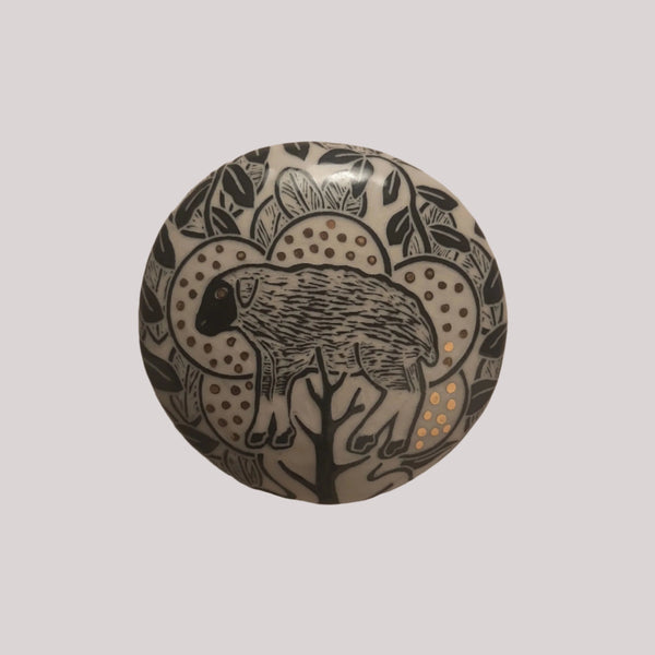 Lamb Sgraffito Wall Plaque by Janet MacPherson