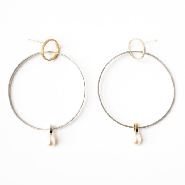 Gold and Silver Pearl Hoops by Berkeley Brown