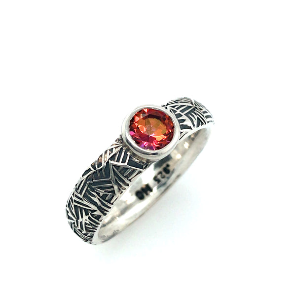 Padparadsha Sapphire Handstamped Ring by Matthieu Cheminée