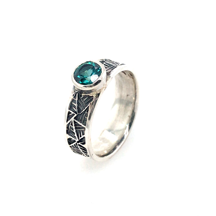 Blue Topaz Handstamped Ring by Matthieu Cheminée