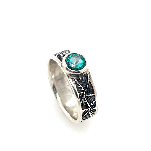 Blue Topaz Handstamped Ring by Matthieu Cheminée