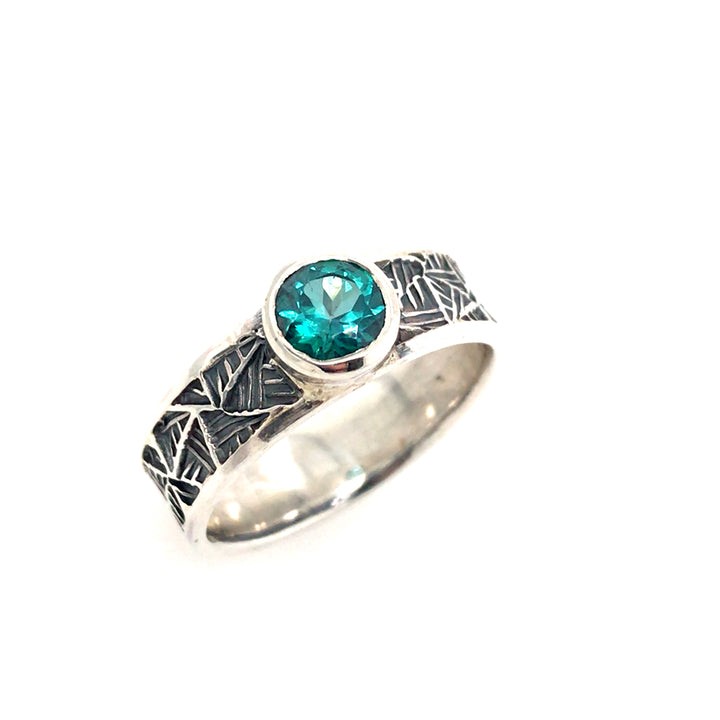 Blue Topaz Handstamped Ring by Matthieu Cheminée