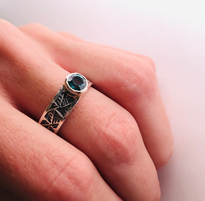 Blue Topaz Handstamped Ring by Matthieu Cheminée