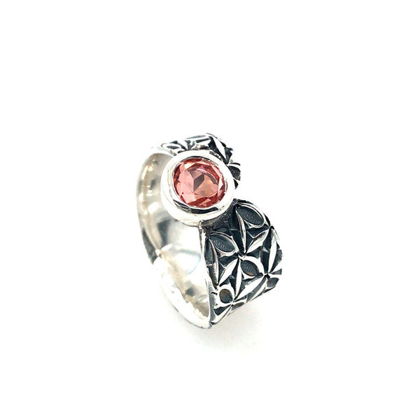 Pale Pink Padparadsha Sapphire Handstamped Ring by Matthieu Cheminée