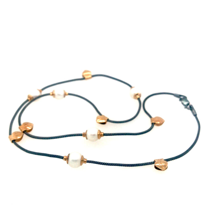 Camelia | 18" Sterling Silver Necklace with Gold and Pearls by Michaud Michaud