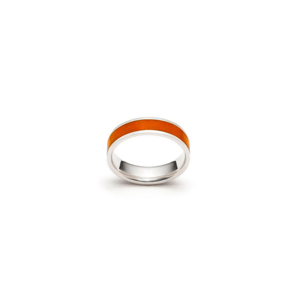 Manic Orange Silk and Silver Ring (size 9.75) by Michaud Michaud