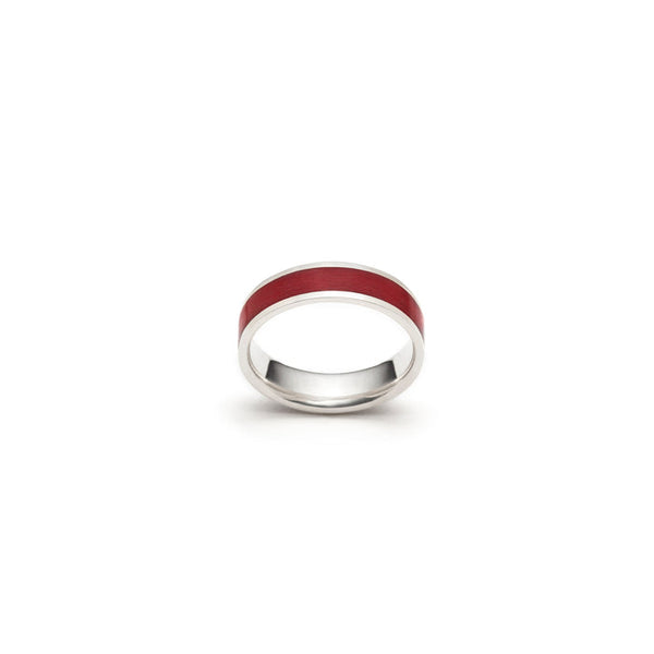 Manic Red Silk and Silver Ring (size 11-12) by Michaud Michaud