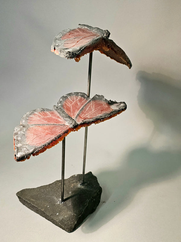 Monarch: Shale. Butterfles Glass Sculpture by Gayle Church