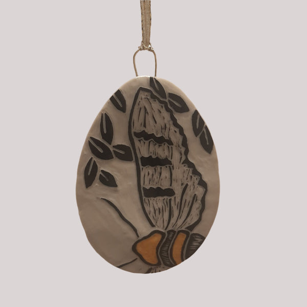 Moth Wing Sgraffito Ornament by Janet MacPherson