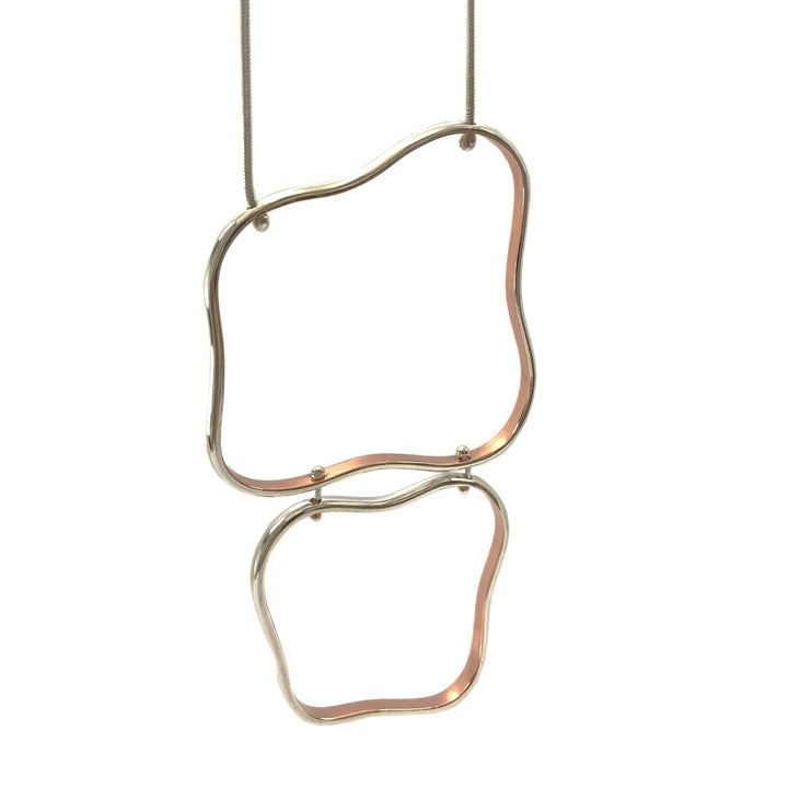 Copper and Silver Curvy Pendant by Claudine Moncion