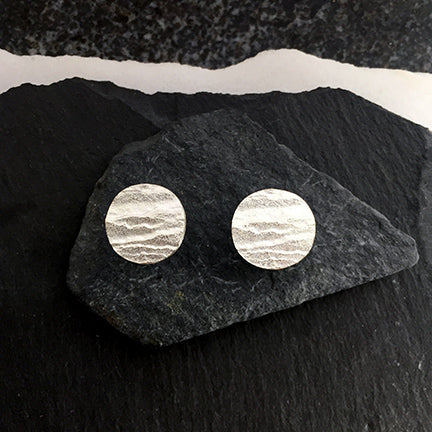 Origins Textured Silver Stud Earrings by Allyson Simmie