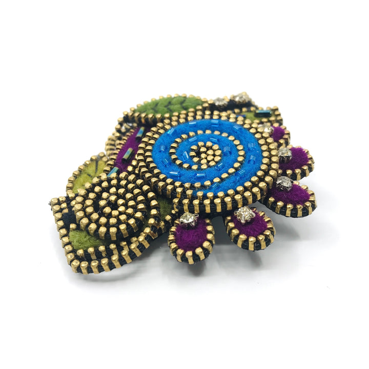 Colourful Floral Mixed Media Brooch by Odile Gova