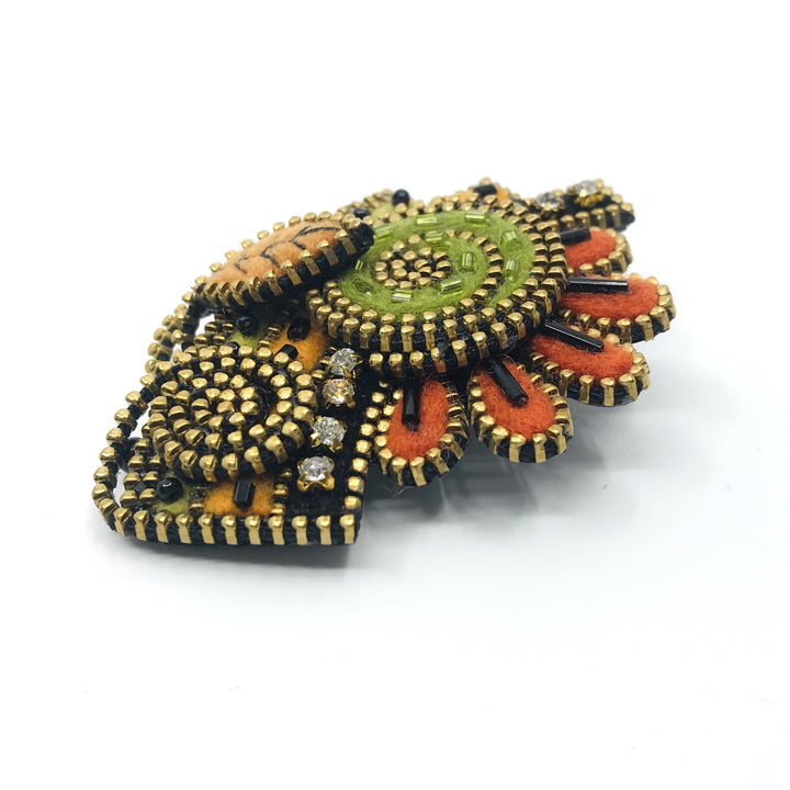 Colourful Floral Mixed Media Brooch by Odile Gova