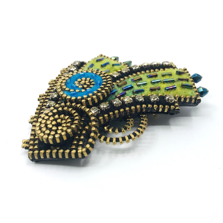 Blue Swirl Mixed Media Brooch by Odile Gova