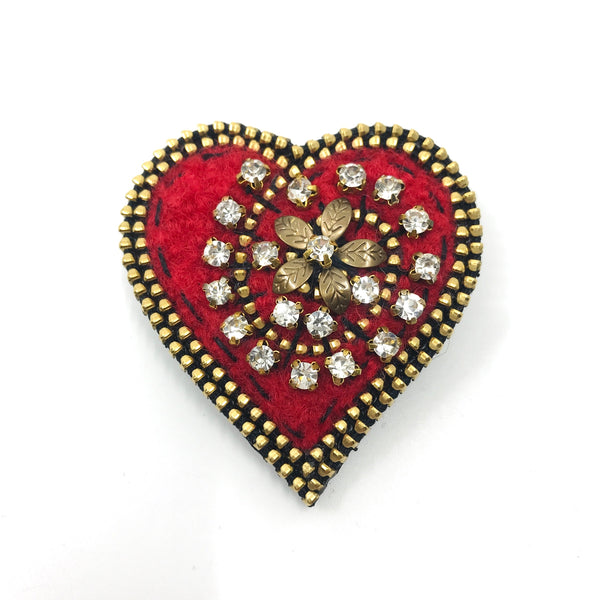 Heart Mixed Media Brooches by Odile Gova