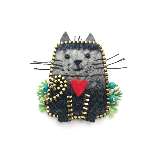 Cat Mixed Media Brooch by Odile Gova