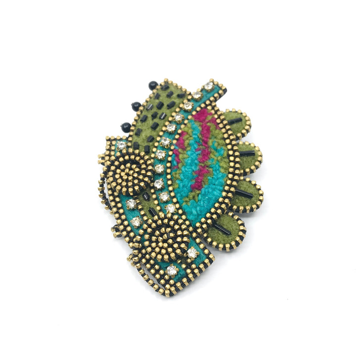 Colourful Marquise Mixed Media Brooch by Odile Gova