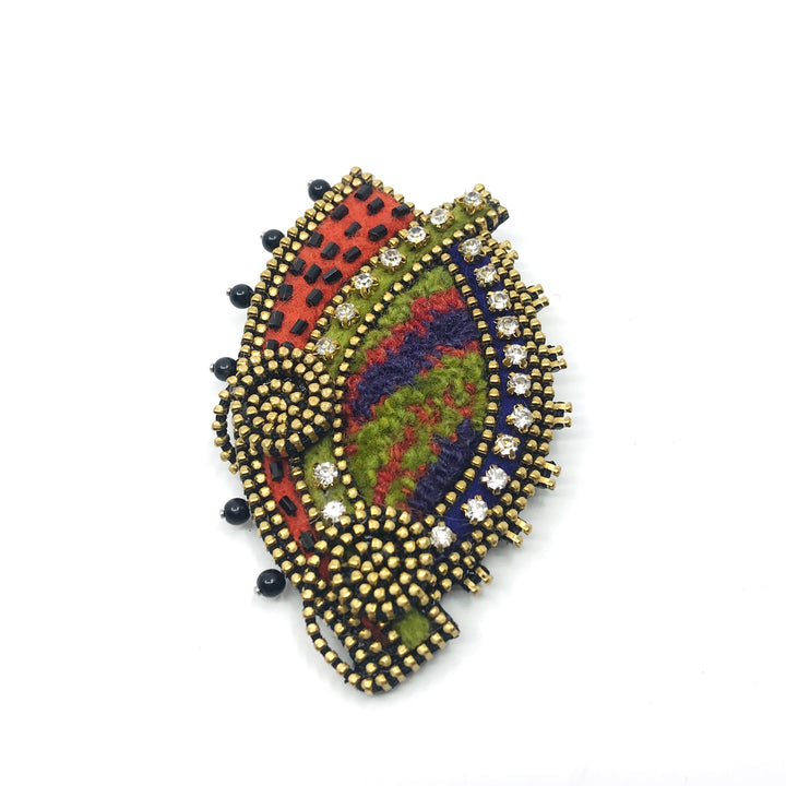 Colourful Marquise Mixed Media Brooch by Odile Gova