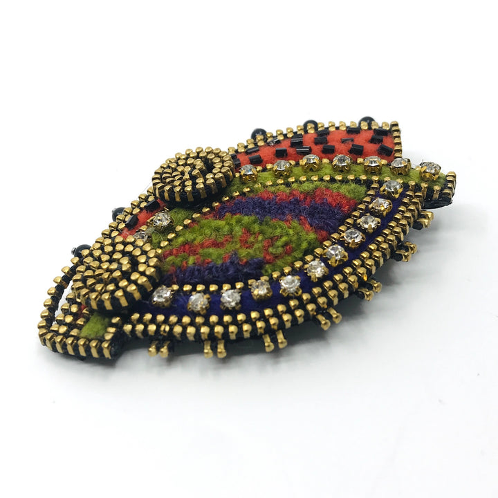 Colourful Marquise Mixed Media Brooch by Odile Gova